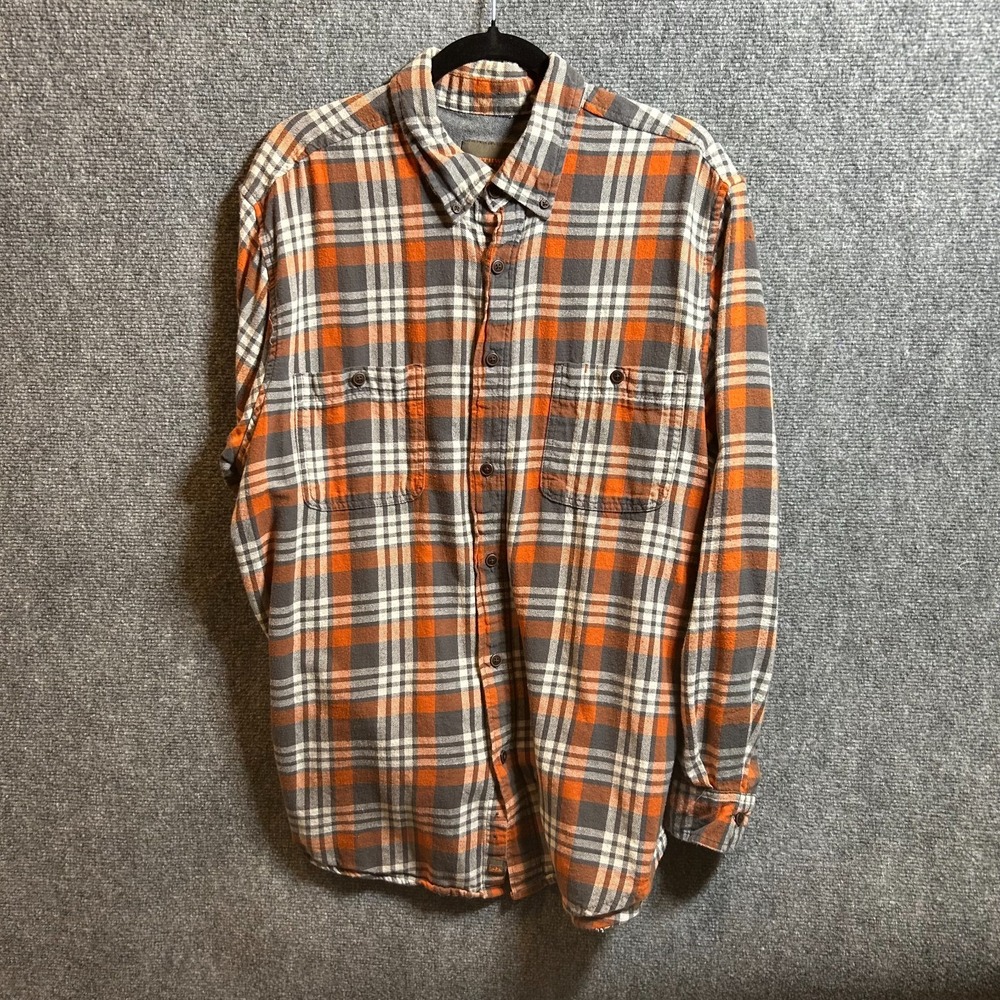 Northwest Territory Mens XLT Big & Tall Plaid Button Down Shirt Orange